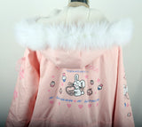 Winter Sweet Pink Trench Coat Bunny Print