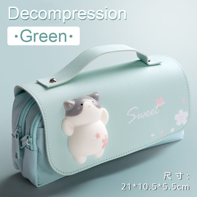 Cute Cat Decompression Pencil Case Big Pencil Box
