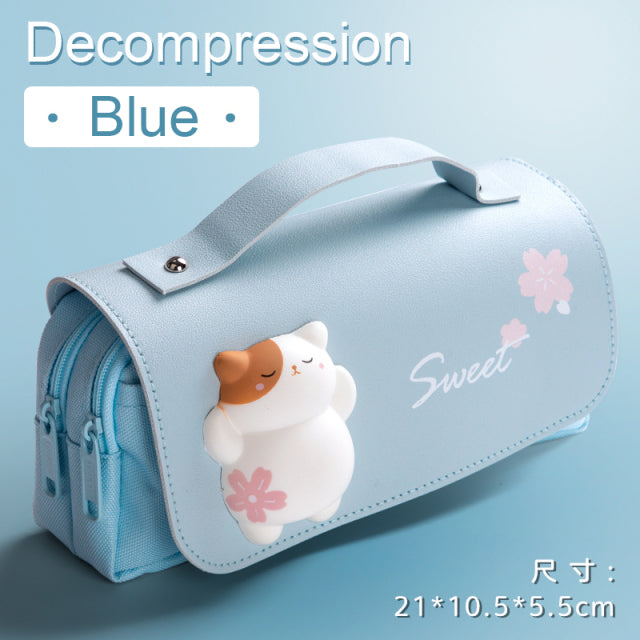 Cute Cat Decompression Pencil Case Big Pencil Box