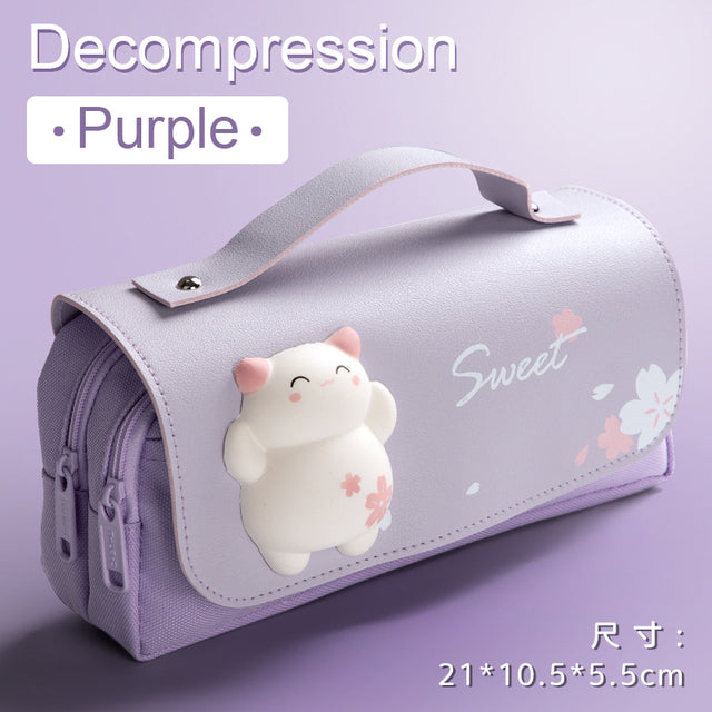 Cute Cat Decompression Pencil Case Big Pencil Box