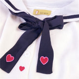 Sweet Heart Embroidery Sailor Collar Cardigans