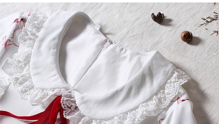 Lolita Dress Sweet Rabbit White Red