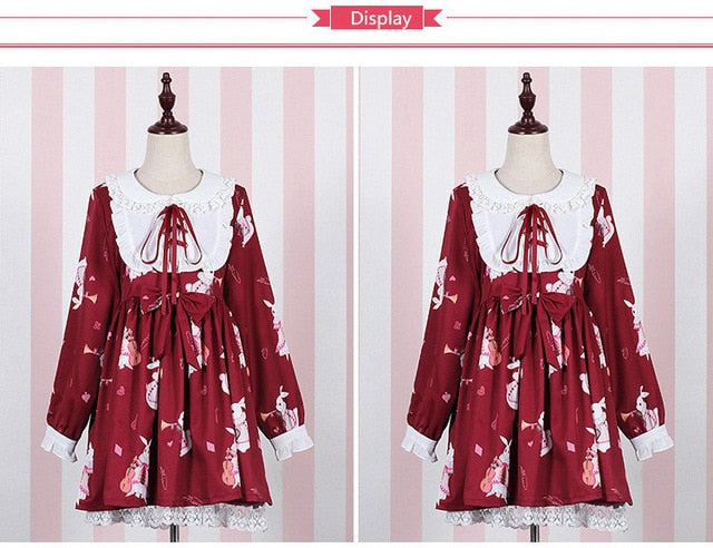 Lolita Dress Sweet Rabbit White Red