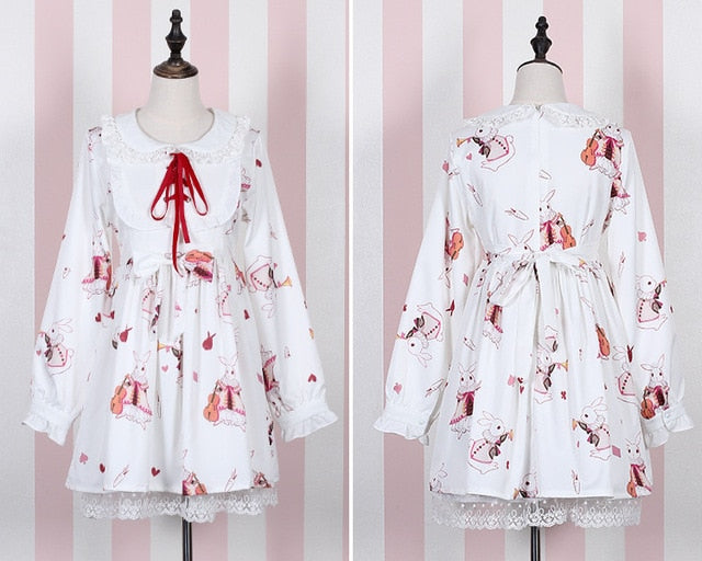 Lolita Dress Sweet Rabbit White Red