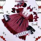 Red Plaid Dress Vintage Summer Lolita OP Dress