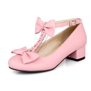 New sweet Lolita Japanese bow thick crust shoes