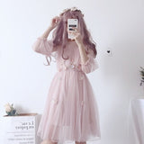 Butterfly Embroidery  Summer Dresses Puff Sleeve