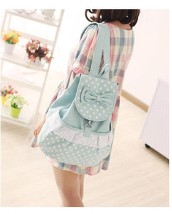 Adomoe Japan Style Kawaii Dot Lace Bow Backpack