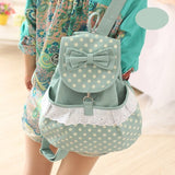 Adomoe Japan Style Kawaii Dot Lace Bow Backpack