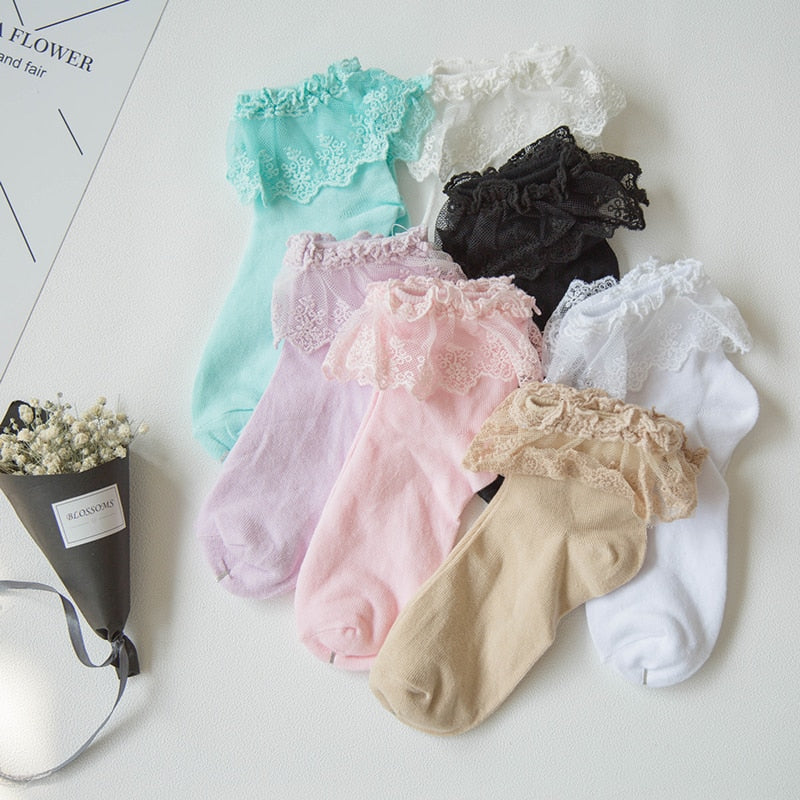 Fashion Women Girls Lace Ruffle Frilly Ankle Socks