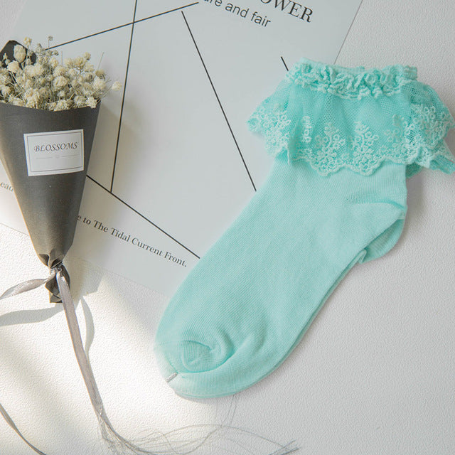 Fashion Women Girls Lace Ruffle Frilly Ankle Socks