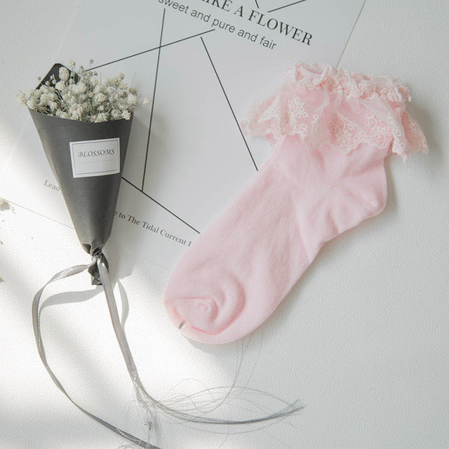 Fashion Women Girls Lace Ruffle Frilly Ankle Socks