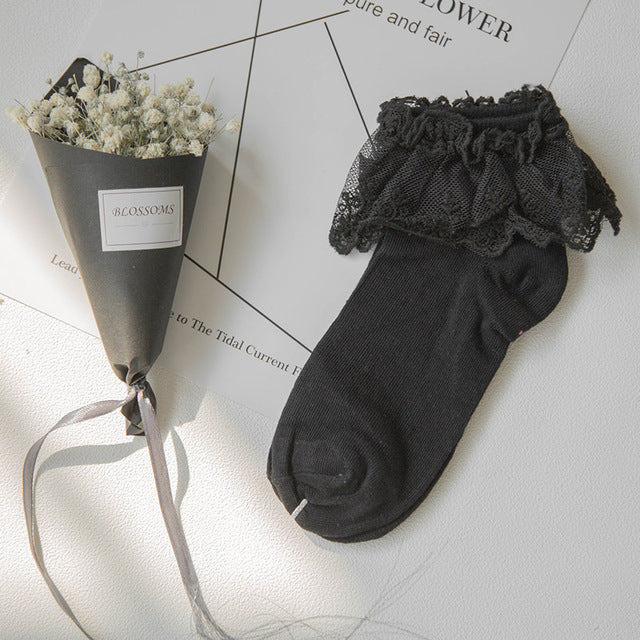 Fashion Women Girls Lace Ruffle Frilly Ankle Socks