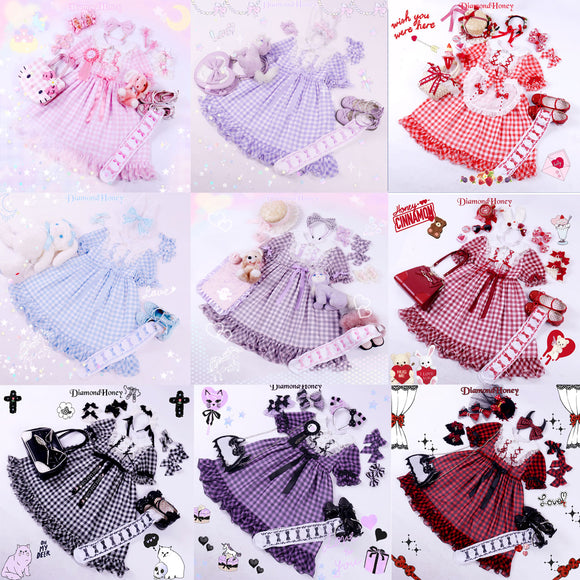 10 Colors Kawaii Plaid Checks Lolita OP Dress