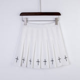 Harajuku Sweet Cross Embroidery Skirt
