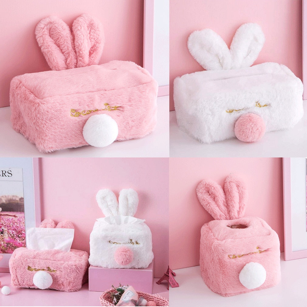 Rabbit Shape Room Plush Tissue Box