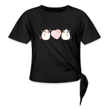 Kawaii pandas with pink heart t-shirt - black