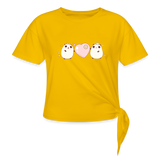 Kawaii pandas with pink heart t-shirt - sun yellow