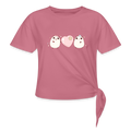 Kawaii pandas with pink heart t-shirt - mauve