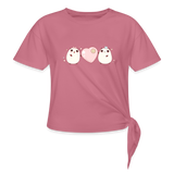 Kawaii pandas with pink heart t-shirt - mauve